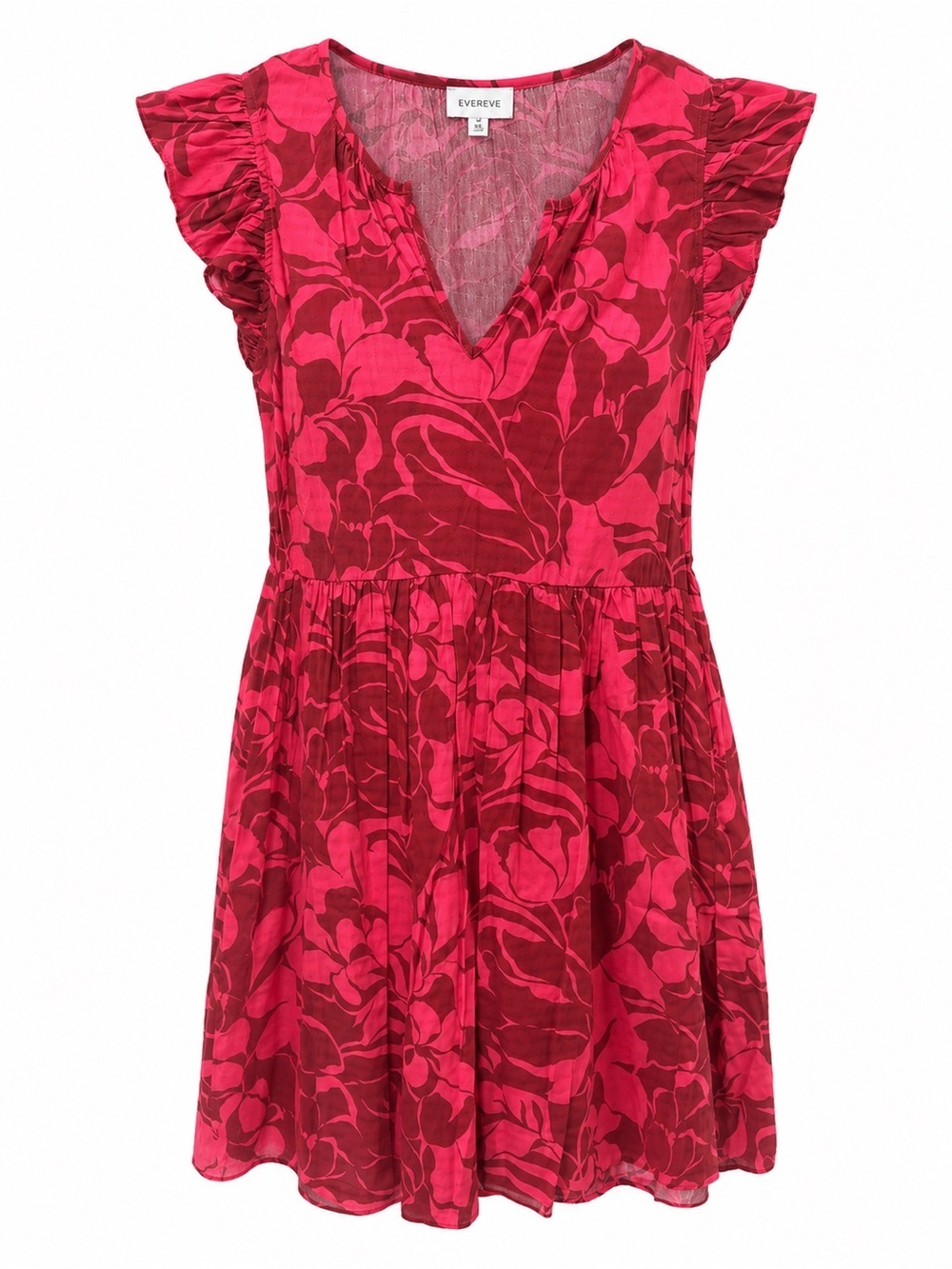Evereve pink floral babydoll mini dress, medium